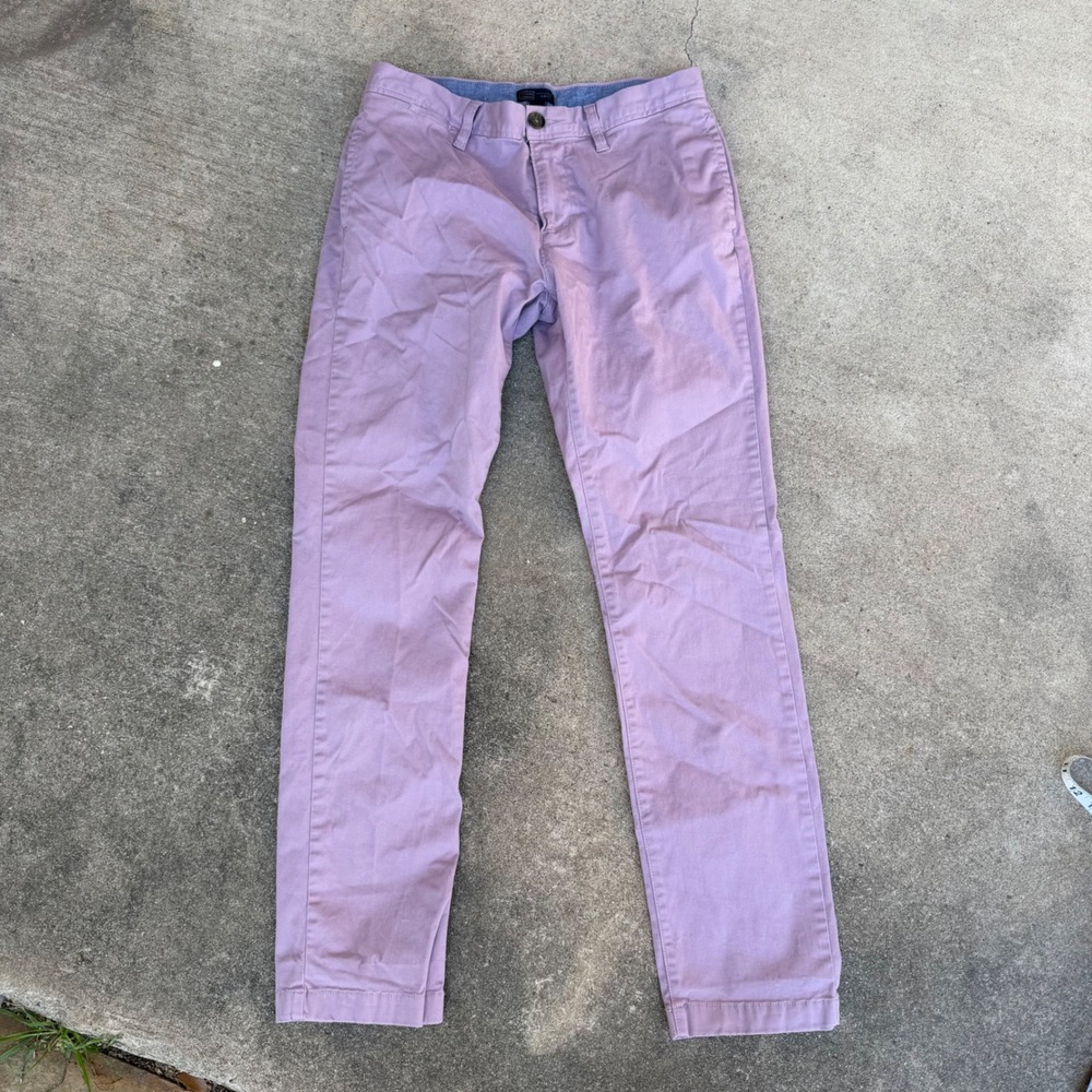 14th & Union Mens Slim Fit Chino Pants Purple Lavender 31x32 Flat Front Cotton